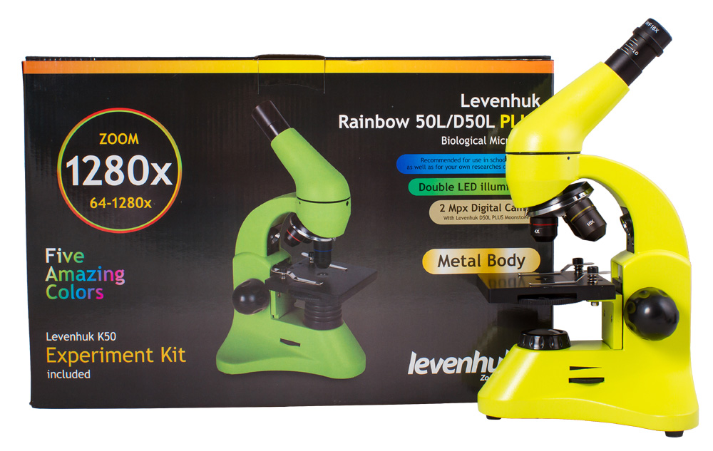 Микроскоп Levenhuk Rainbow 50L PLUS LimeЛайм