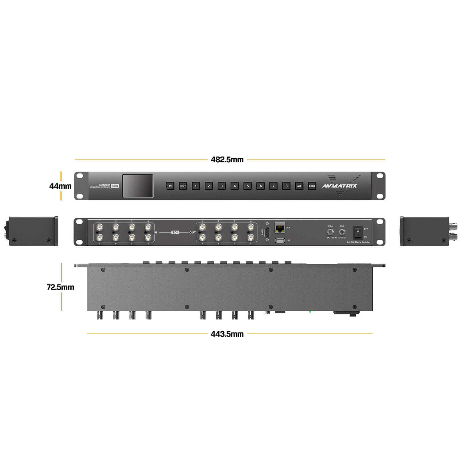 Матричный коммутатор AVMATRIX MSS0811 компактный 3G-SDI 8×8 Матричный коммутатор AVMATRIX MSS0811 компактный 3G-SDI 8×8