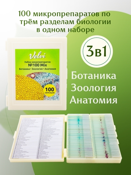 Набор готовых микропрепаратов для микроскопа Velvi 