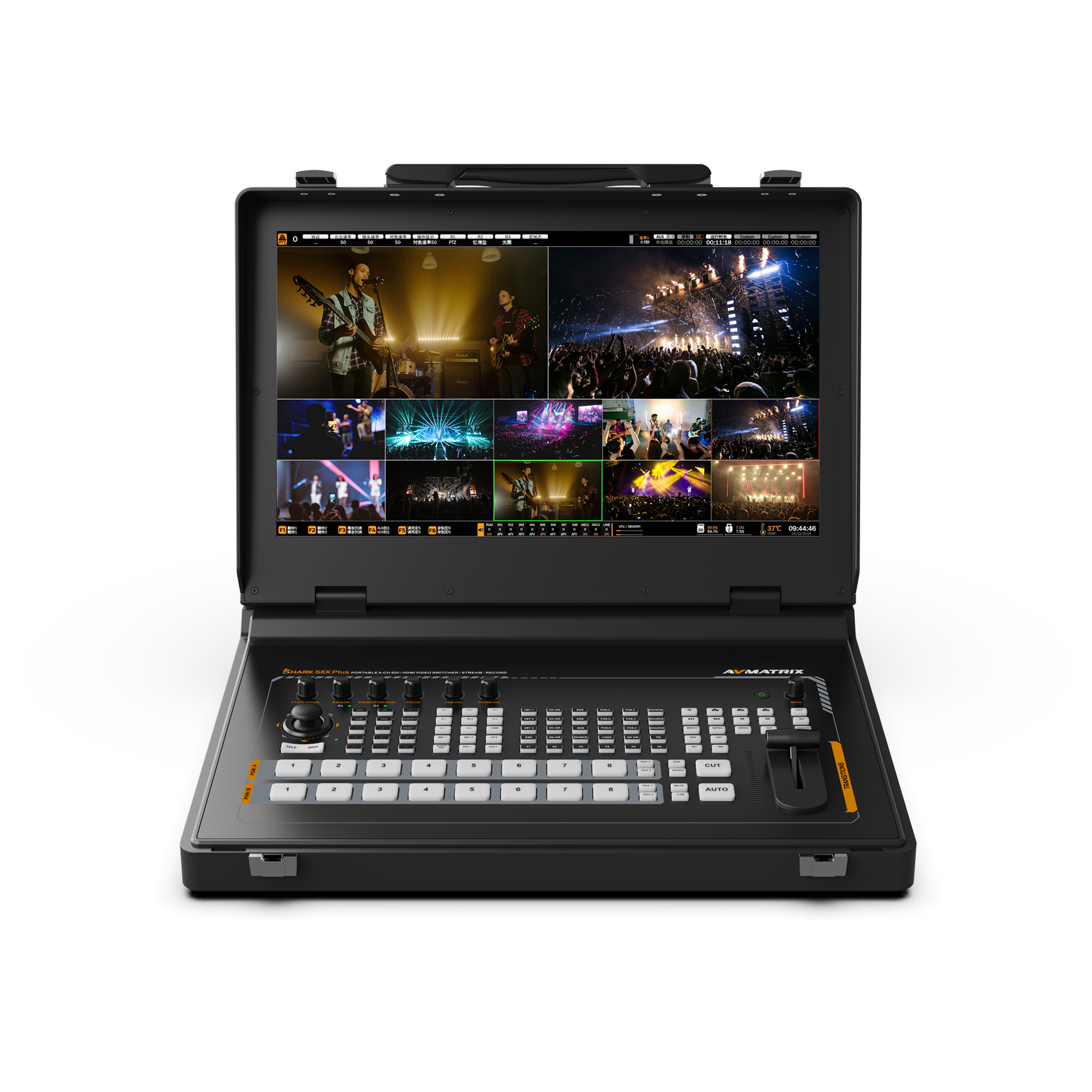 Видеомикшер-стример AVMATRIX Shark S8X PLUS-NDI портативный 8CH SDI, HDMI, USB, LAN