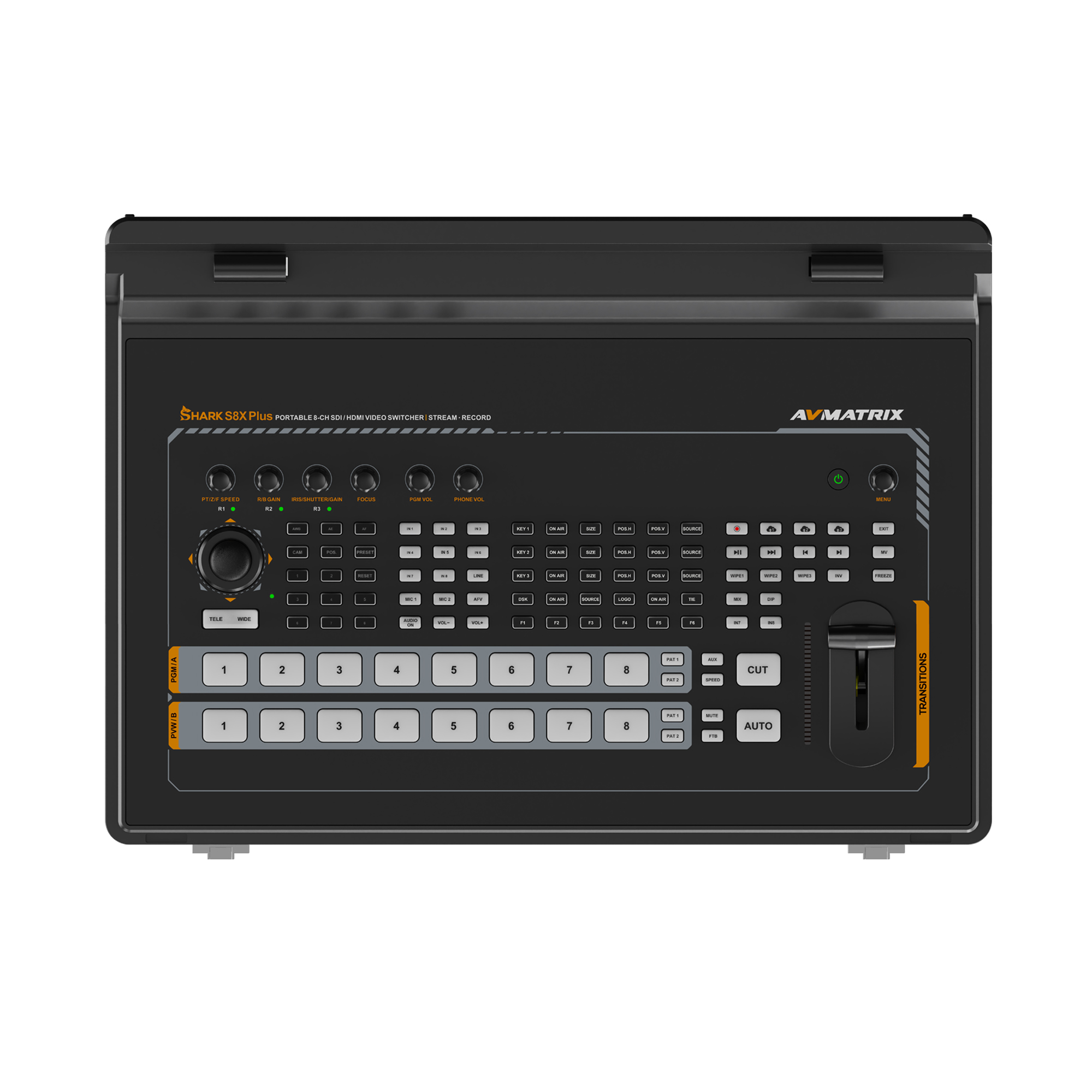 Видеомикшер-стример AVMATRIX Shark S8X PLUS-NDI портативный 8CH SDI, HDMI, USB, LAN